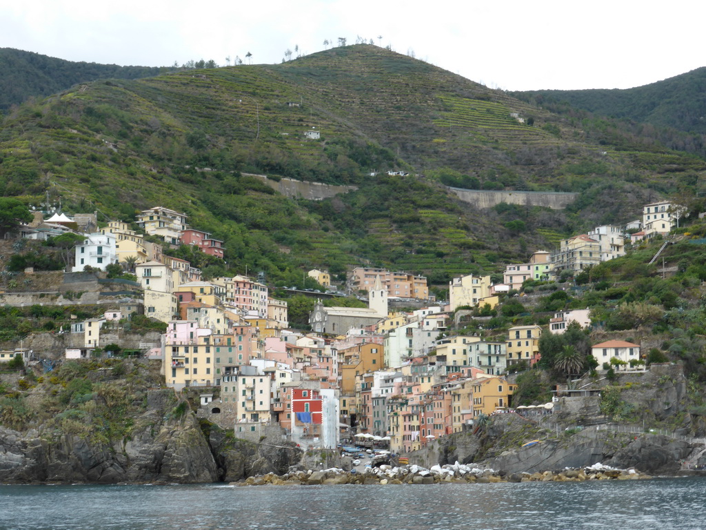 Riomaggiore, viewed from the ferry from Manarola