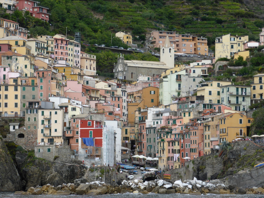 Riomaggiore, viewed from the ferry from Manarola