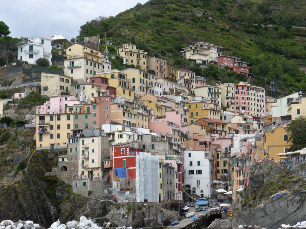 Riomaggiore, viewed from the ferry from Manarola