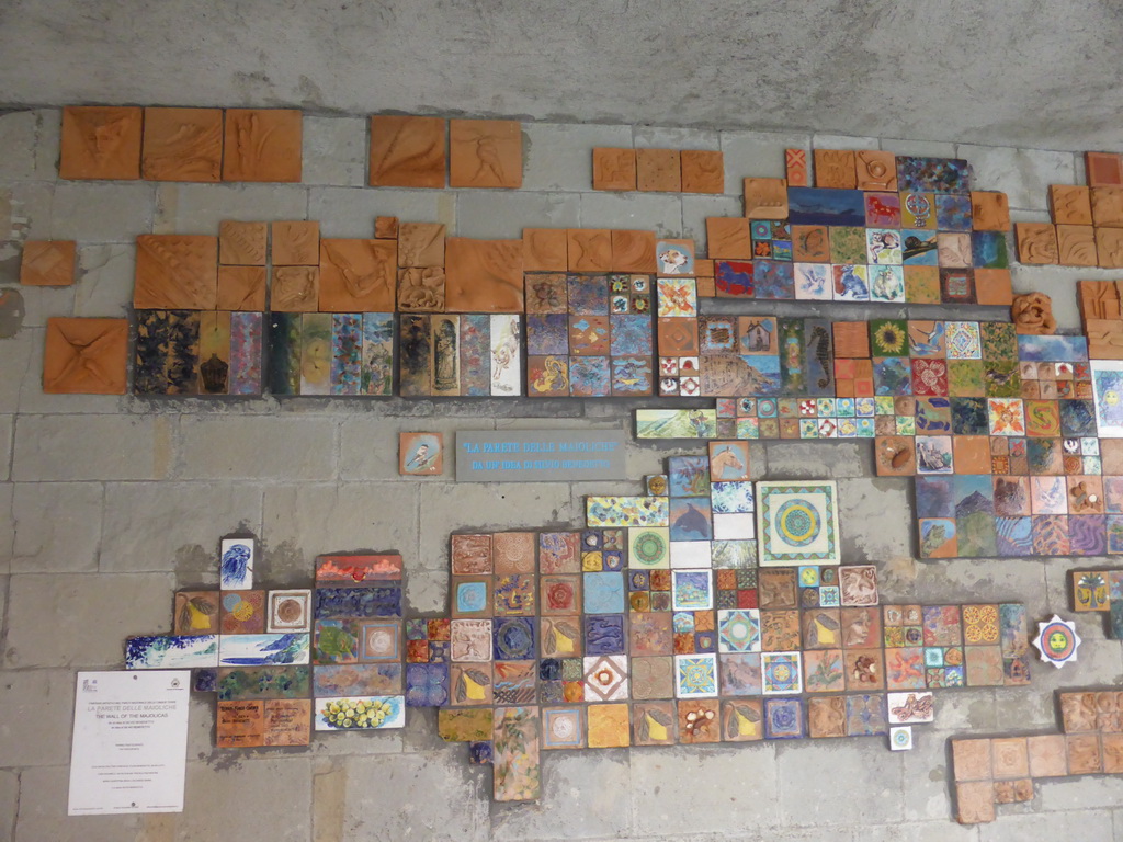 Wall with painted tiles `La Parete delle Maioliche` at Riomaggiore