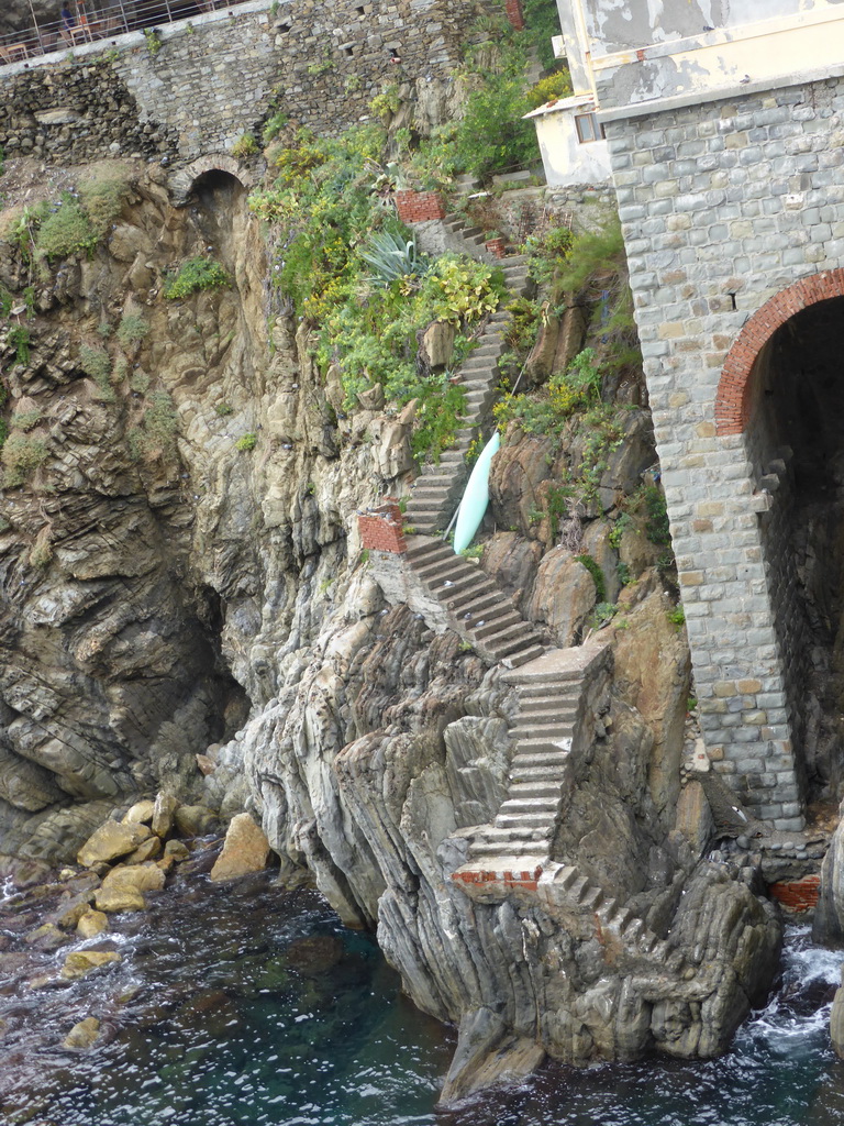 Staircase at a hill at the northwest side of the Riomaggiore railway station