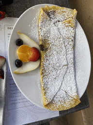 Chocolate pancake at the terrace of the La Maison De La Gaufre restaurant