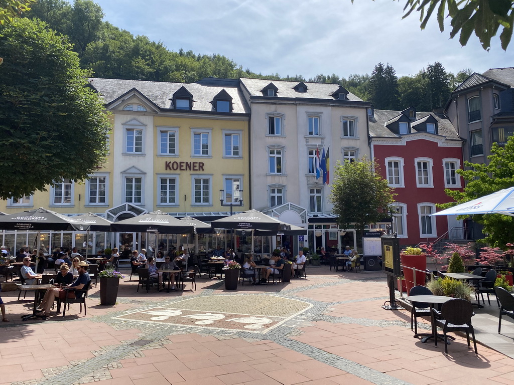 Terraces of restaurants at the Place du Marché square