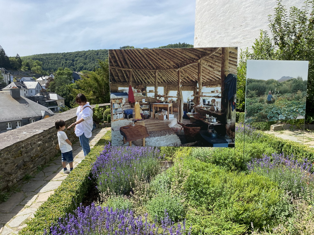 Miaomiao and Max at the southern garden of Clervaux Castle with the exhibiton `Settlements` by David Spero