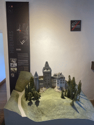 Scale model of the Hollenfels Castle at the Museum of Models of the Castles and Palaces of Luxembourg at Clervaux Castle, with explanation