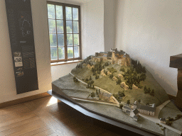 Scale model of the Ansembourg Castle at the Museum of Models of the Castles and Palaces of Luxembourg at Clervaux Castle, with explanation