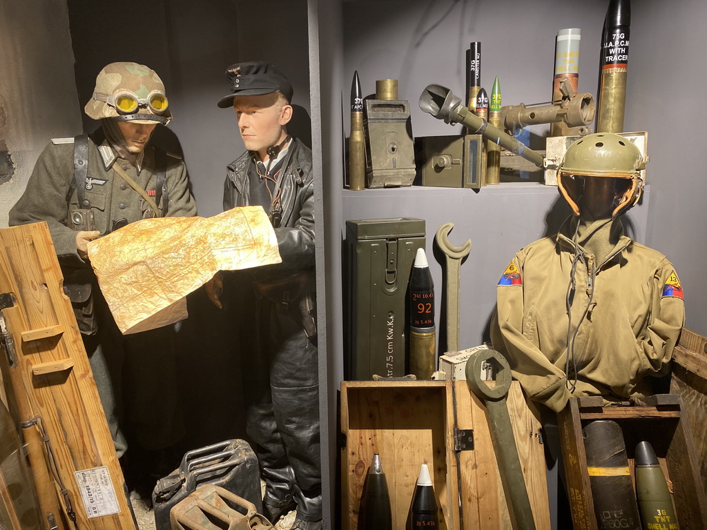 Wax statues of soldiers and weapons at the Museum of the Battle of the Ardennes Clervaux at Clervaux Castle