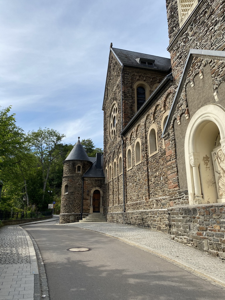 Southwest side of the Church of Clervaux at the Montée de l`Église street