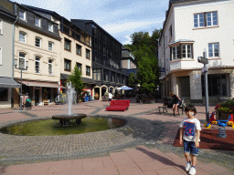 Max and a fountain at the Place de Liberation square