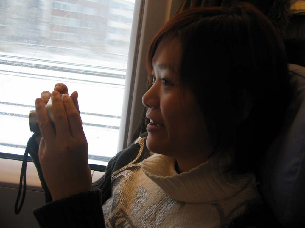 Miaomiao in the ICE train from Arnhem to Cologne