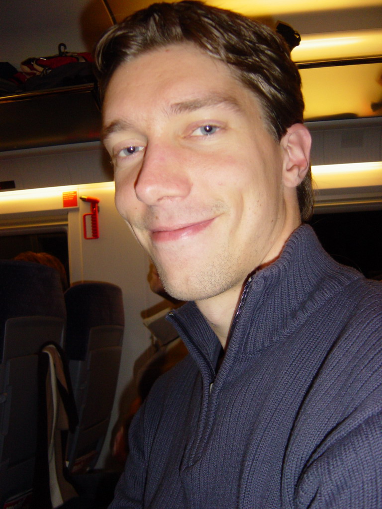 Tim in the ICE train from Cologne to Arnhem
