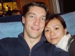 Tim and Miaomiao in the ICE train from Cologne to Arnhem
