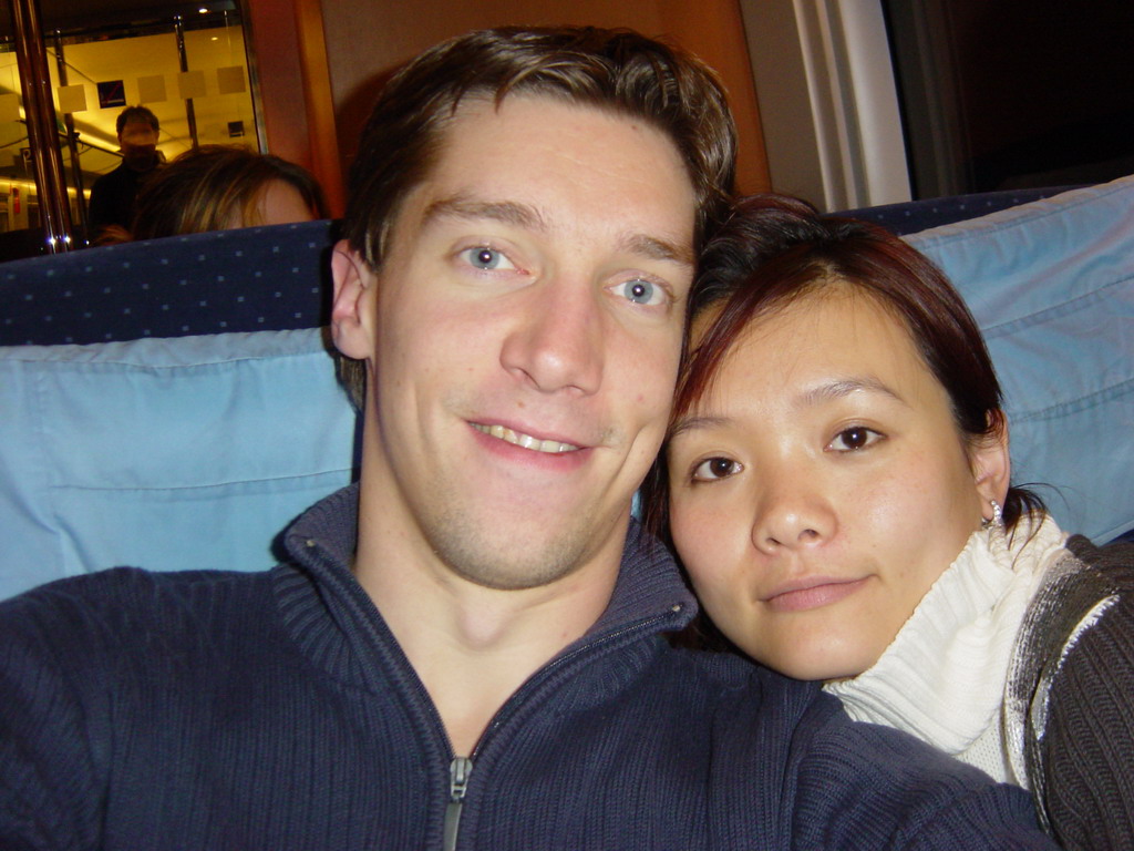 Tim and Miaomiao in the ICE train from Cologne to Arnhem