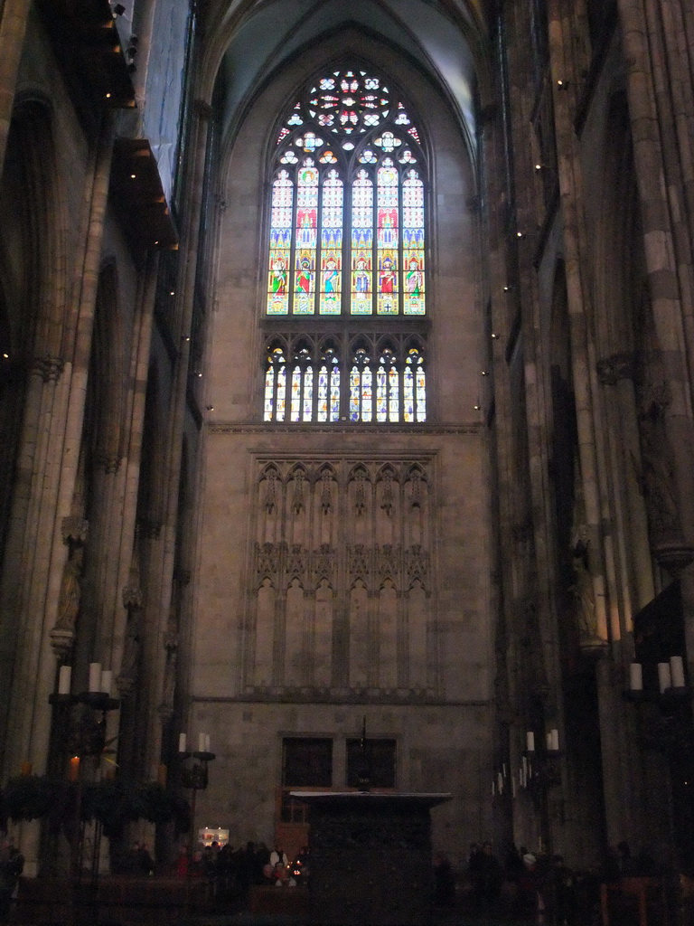 The altar and the Window of the North Transept in the Cologne Cathedral