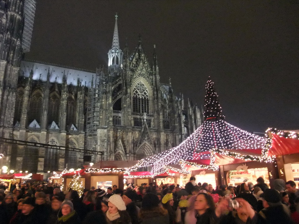 South side of the Cologne Cathedral and the Cologne Christmas Market, by night