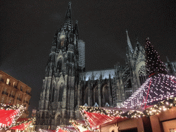 South side of the Cologne Cathedral and the Cologne Christmas Market, by night