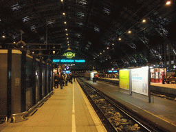 Platform at the Cologne Central Station, by night