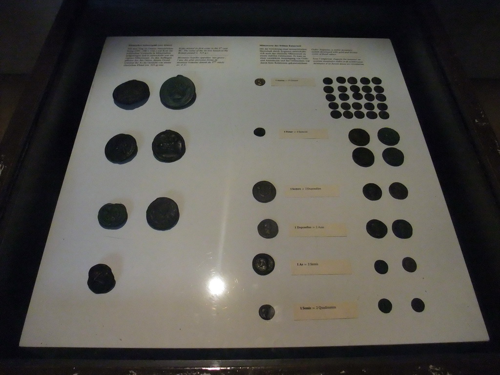 Coins at the top floor of the Romano-Germanic Museum