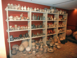 Pottery and glassware at the lower floor of the Romano-Germanic Museum