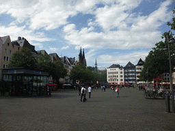 The Heumarkt square with the towers of the Cologne Cathedral