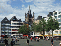 The Heumarkt square with the tower of the Groß St. Martin church
