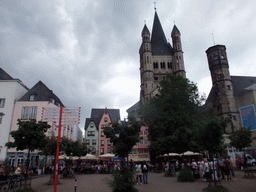 The Fischmarkt square and the tower of the Groß St. Martin church
