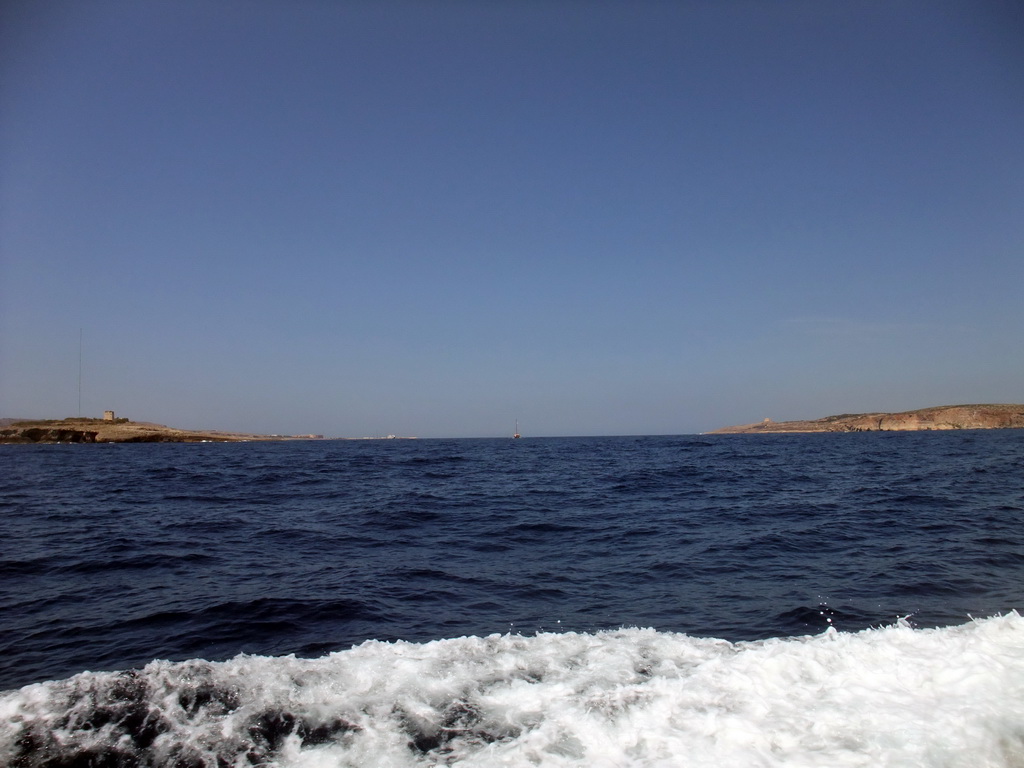 Malta, Comino and the Mediterranean Sea, viewed from the Luzzu Cruises tour boat from Malta to Gozo