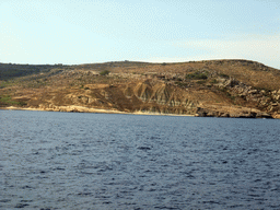 The north coast of Comino, viewed from the Luzzu Cruises tour boat from Comino to Malta