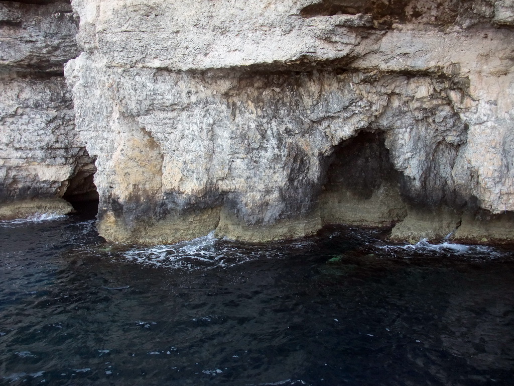 The Crystal Caves at the north coast of Comino, viewed from the Luzzu Cruises tour boat from Comino to Malta