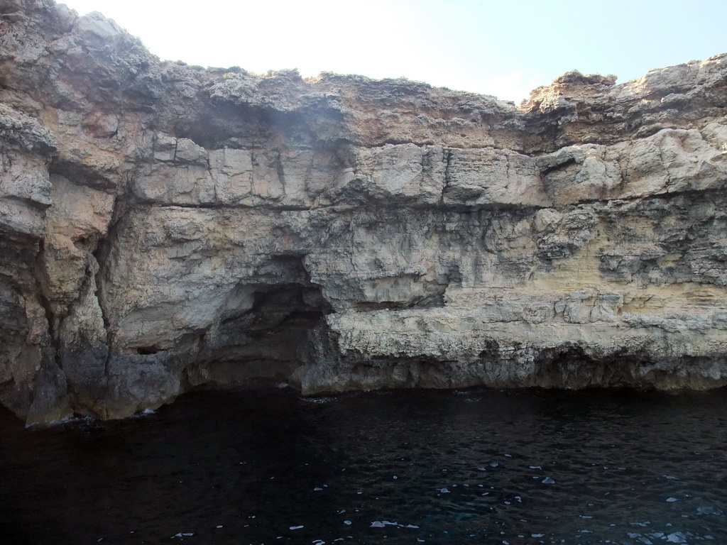 The Crystal Caves at the north coast of Comino, viewed from the Luzzu Cruises tour boat from Comino to Malta