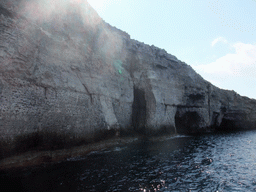 The Crystal Caves at the north coast of Comino, viewed from the Luzzu Cruises tour boat from Comino to Malta