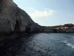 The Crystal Caves at the north coast of Comino, viewed from the Luzzu Cruises tour boat from Comino to Malta