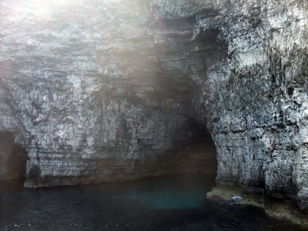 The Crystal Caves at the north coast of Comino, viewed from the Luzzu Cruises tour boat from Comino to Malta