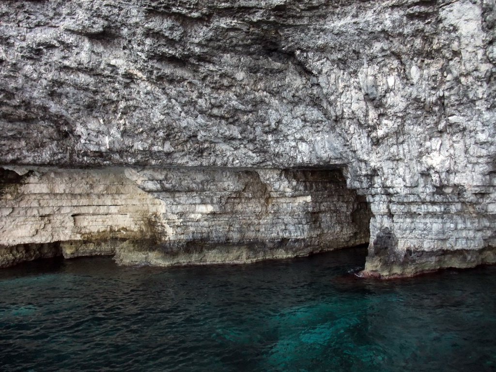 The Crystal Caves at the north coast of Comino, viewed from the Luzzu Cruises tour boat from Comino to Malta