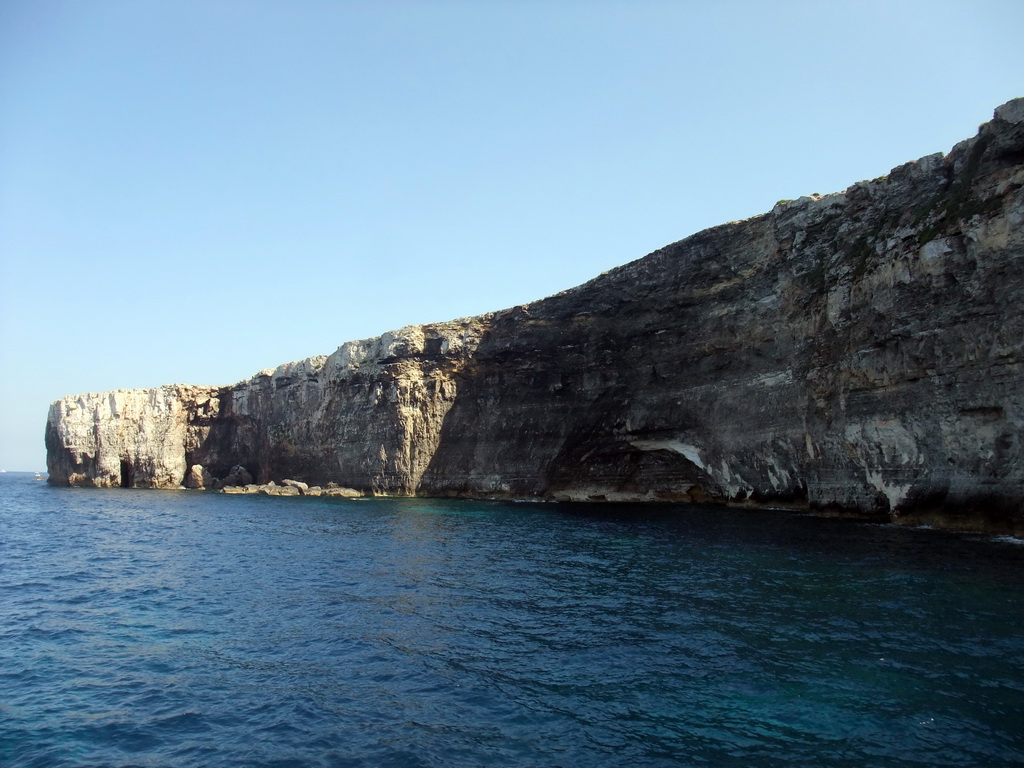 The Crystal Caves at the north coast of Comino, viewed from the Luzzu Cruises tour boat from Comino to Malta