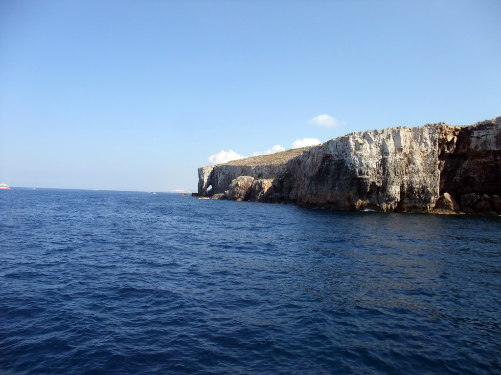 The Elephant Rock at the north coast of Comino, viewed from the Luzzu Cruises tour boat from Comino to Malta