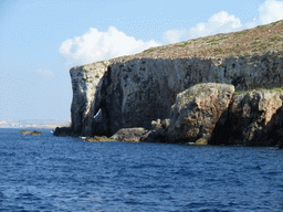 The Elephant Rock at the north coast of Comino, viewed from the Luzzu Cruises tour boat from Comino to Malta