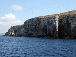 The north coast of Comino, viewed from the Luzzu Cruises tour boat from Comino to Malta