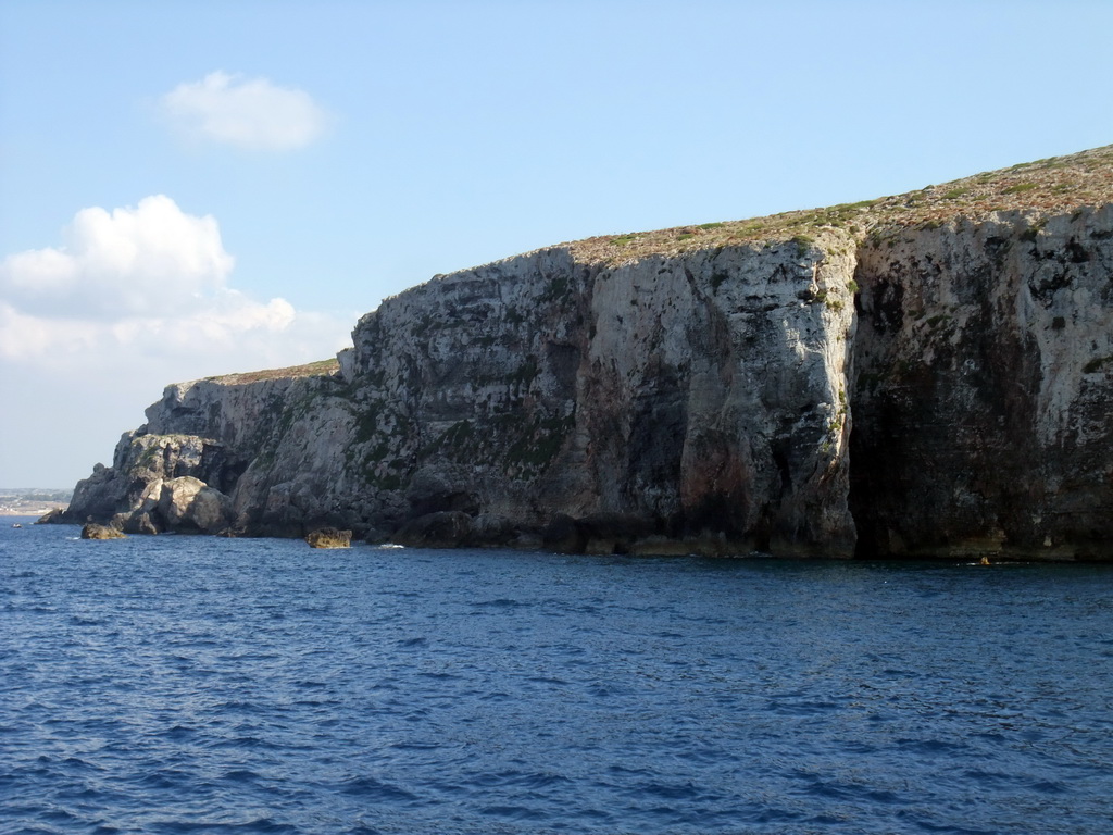 The north coast of Comino, viewed from the Luzzu Cruises tour boat from Comino to Malta