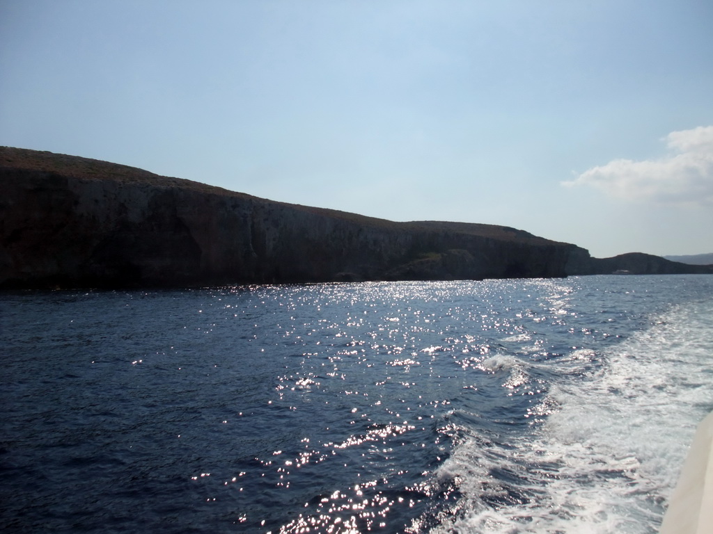 The north coast of Comino, viewed from the Luzzu Cruises tour boat from Comino to Malta