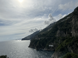 The town of Praiano and the Tyrrhenian Sea, viewed from the parking lot of Hotel Belvedere