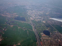 View on southeast Amsterdam with the Amsterdam Arena and Abcoude, from our airplane from Amsterdam to Copenhagen