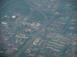 View on the Amsterdam Arena and surroundings, from our airplane from Amsterdam to Copenhagen