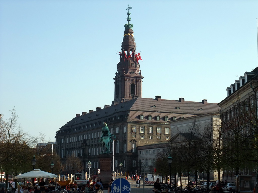 Højbro Plads square with the equestrian statue of Absalon, Christiansborg Palace and Christiansborg Palace Chapel