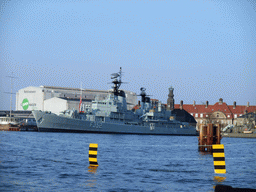 The HMS Peder Skram Ship at the Old Naval Yard at Nyholm island, viewed from the DFDS Canal Tours boat