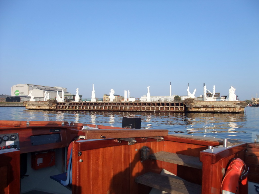 Statues at a pier just north of Nyholm island, viewed from the DFDS Canal Tours boat