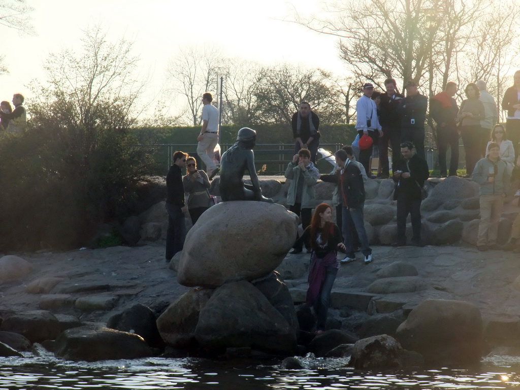 Statue `The Little Mermaid` at the Langelinie pier, viewed from the DFDS Canal Tours boat