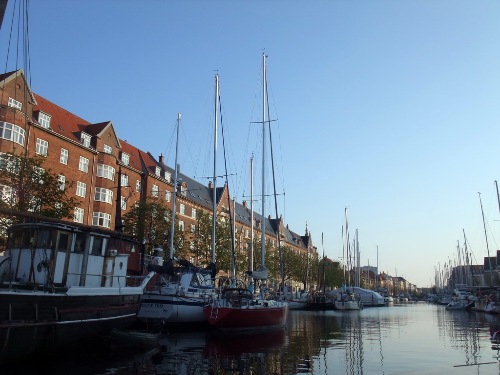 Boats and houses at the Christianshavn Canal, viewed from the DFDS Canal Tours boat