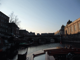 The Marmorbroen bridge over the Frederiksholms Canal, and the pavilions at the southwest side of the Christiansborg Palace, viewed from the DFDS Canal Tours boat