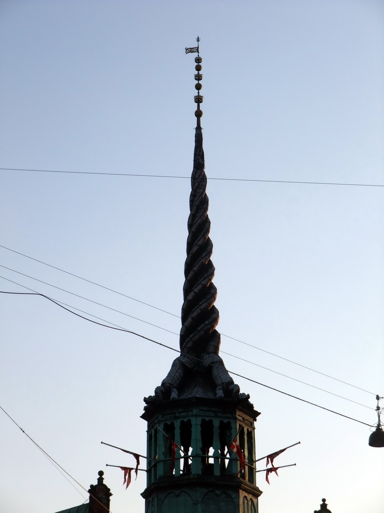 The Dragon Spire Tower of the Stock Exchange, viewed from the DFDS Canal Tours boat